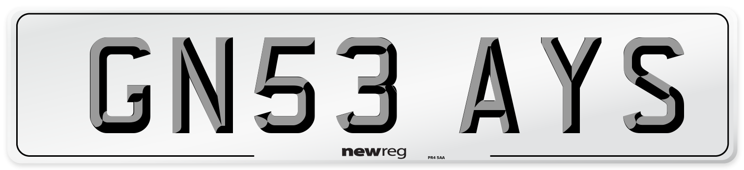GN53 AYS Number Plate from New Reg